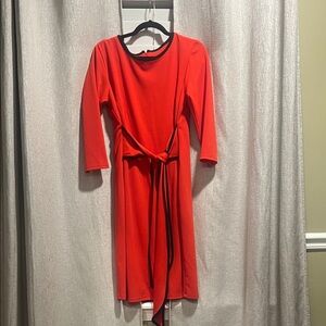 New York & Company Vibrant Red Long Sleeve Dress